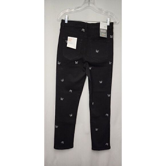 Cali 1850 Black & White Butterfly Embroidery Ankle Jeans Size 9/29 - Picture 4 of 7